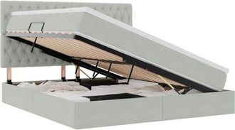 vidaXL Bed with Mattress with LED Light Grey 160 x 200 cm Velvet vidaXL