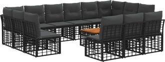 vidaXL Conjunto De Sof&aacute;s De Exterior 14 Uds. Negro Y Gris Oscuro Vidaxl