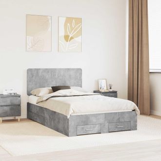vidaXL Vidaxl Struttura Del Letto Con Cassetto Grigio Cemento 135 X 190 Cm