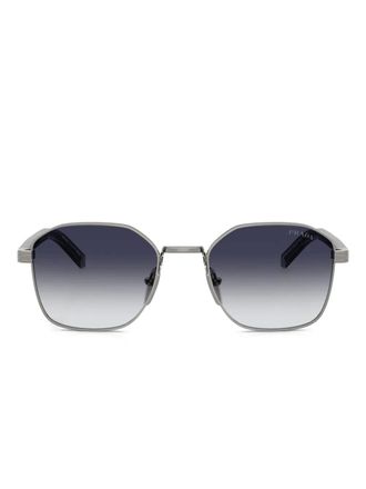 Prada geometric-frame sunglasses - men - Metal - 51 - Grey