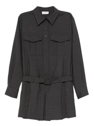 P.A.R.O.S.H. pleat-detailing mini dress - women - Virgin Wool/Elastane - L - Grey