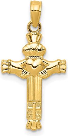 Diamond2Deal 14k Yellow Gold Claddagh Cross Charm Pendant