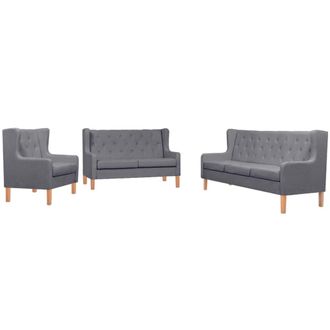 vidaXL Set Divani 3 Pz In Tessuto Grigio - Vidaxl