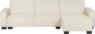 Beliani Beliani - Sof&aacute; Cama Esquinero Tapizado En Tela Beige 3 Plazas Cama En Forma De L Izquierda Romedal