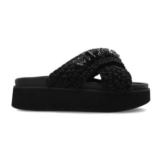 INUIKII Sliders, female, Black, Size: 10 US Woven Stones Platform