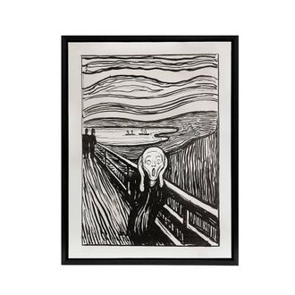 Artery8 The Scream 1895 Black & White Munch Vintage Framed Canvas Wall Art | Size: W24 x H32