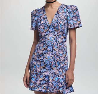 Kika Vargas Zeina Dress In Lavender Garden Twill