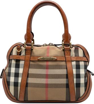 Burberry Pre-owned Burberry Small Leather Trimmed House Check Canvas Bridle Orchard Satchel Ladies ITCF&10SCA