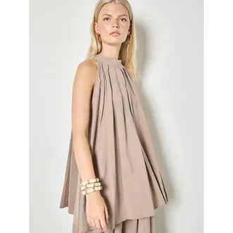 Apricot Pleat Detail Tunic Top in Stone at Nordstrom, Size Xx-Large