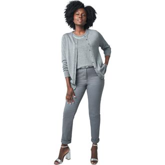 Jessica London Fine Gauge Cardigan in Medium Heather Grey Jewel at Nordstrom, Size 12