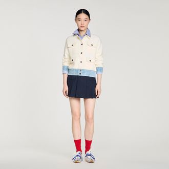 Sandro Cardigan with denim details