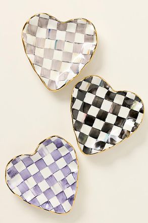 MacKenzie-Childs Check Fluted Ceramic Heart Plate