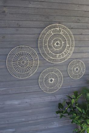 Kalalou Set Of Four Wire And Hand Made Paper Discs Wall Art