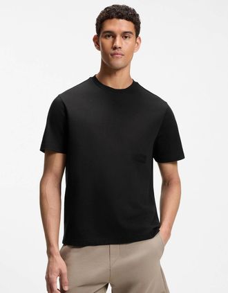 HUGO BOSS Mens BOSS Green TS Structure Mens T-Shirt - Black 001 - Size: 42