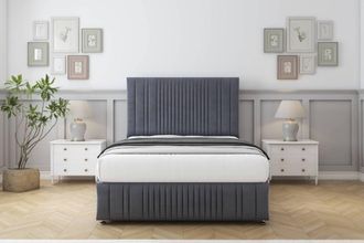 Comfort Beds The Foxy Plush Divan Set 2 Drawers-26 Headboard-Footboard in Dark Grey | Size: Super King
