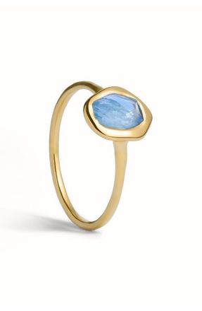 Monica Vinader Odyssey Stone Ring in 18K Gold Vermeil /Aquamarine at Nordstrom, Size 6.5