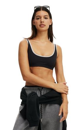 Cotton On Womens Active Ultra Soft Low Back Crop in Black Grey Marle at Nordstrom, Size X-Small