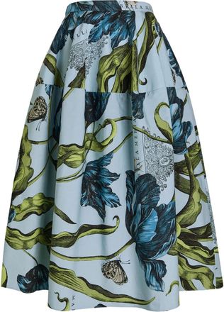 Erdem butterfly floral skirt - women - Fabric - 10 - Blue