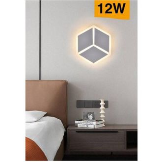 Trade Shop Trade Shop Traesio - Trade Shop - Applique Led A Muro Lampada Moderna 12w Effetto Cubo 3d 3 Modalit&agrave; Luce Aq11-3c