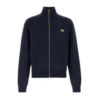 Versace Katoenmix Cardigan - Heren - Truien - Blauw - Maat: XL Katoen