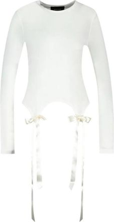 Simone Rocha Bow Tail Easy Long Sleeve T-Shirt - Dames - Longsleeves - Beige - M - Polyester - Tops