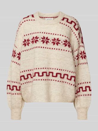 Moss Copenhagen Strickpullover mit gerippten Abschl&uuml;ssen in Beige, Gr&ouml;&szlig;e S/M