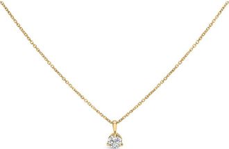 House of Brilliance 14K Yellow Gold 3/8 Cttw 3 Prong Martini Set Diamond Solitaire Pendant Necklace at Nordstrom