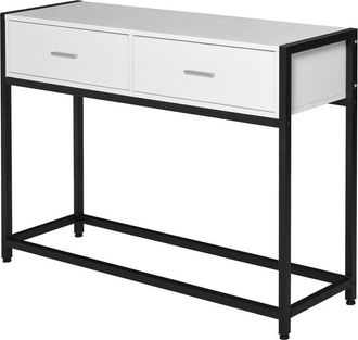 HOMCOM Homcom - Mesa de consola mesa de entrada 120x34x81 cm con 2 cajones y pies ajustables mueble de recibidor de estilo moderno para pasillo sal&oacute;n