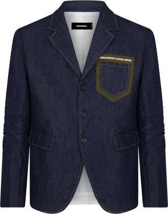 Dsquared2 single-breasted denim blazer - men - Cotton/Polyester/Cotton - 46 - Blue