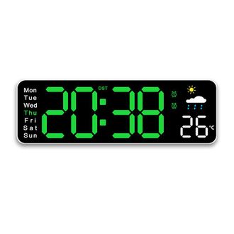 OEM Reloj Meteorol&oacute;gico Multifuncional Para Sala De Estar, Despertador, Indicador De Temperatura, Decoraci&oacute;n Del Hogar - Carcasa Blanca Con Luz Verde