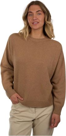 PESERICO Truien & Vesten, Dames, Bruin, 2Xl, Wol, Trui met ronde hals