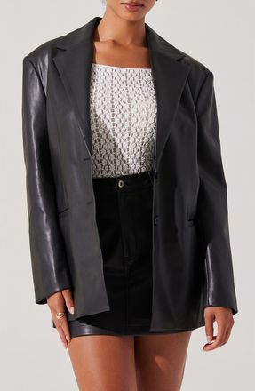 ASTR the Label Ezra Faux Leather Blazer in Black at Nordstrom Rack, Size Medium