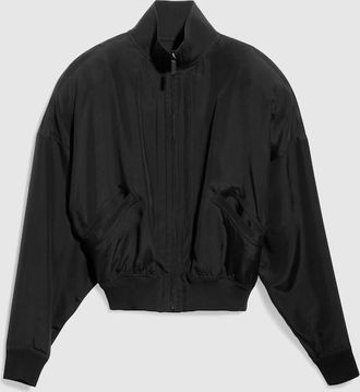 Gucci Silk Poplin Zip Jacket, Black