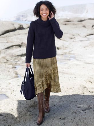 Heine Rollkragenpullover HEINE Pullover, Damen, Gr. 50, blau (marine), 100% Polyacryl, unifarben, Pullover Rollkragenpullover