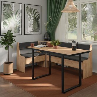 Vicco Conjunto Con Banco Esquinero Roman, Roble Dorado, 120.1 X 180.1 Cm, Vicco