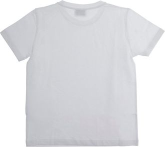 Golden Goose Boys White T-Shirt With Round Neck And Logo Cotton T-Shirts Polos