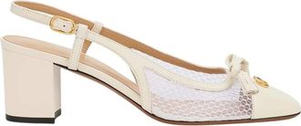 Valentino Garavani White Slingback Logo Pumps