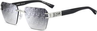 Dsquared2 Lineaire gespiegelde zonnebril in palladiumgrijs - Heren - Zonnebrillen - Grijs - 58 MM - Accessoires