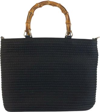 Gucci Black Nylon Bamboo Handbag Tote (Authentic Pre-Loved)