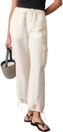 Marine Layer Linen Blend Cargo Pants in Antique White at Nordstrom, Size X-Large