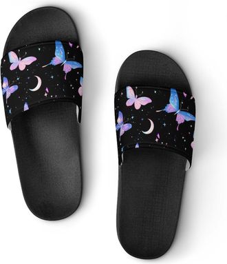 Generic Night Spirit Butterfly Shower Shoes Slipper for Women Men Beach Slippers Quick Drying Non Slip Open-Toe Sandals
