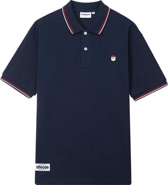 Chocoolate logo-patch polo shirt - men - Cotton - M - Blue