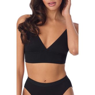 OnGossamer Cabana Cotton Blend Rib Longline Triangle Bralette in Black at Nordstrom, Size X-Large