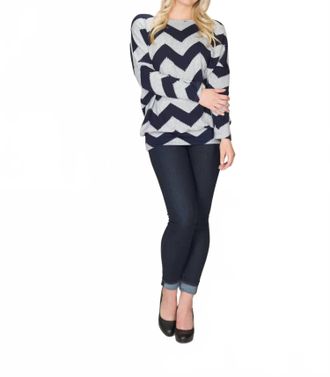 Papillon Chevron Print Sweatshirt In Navy