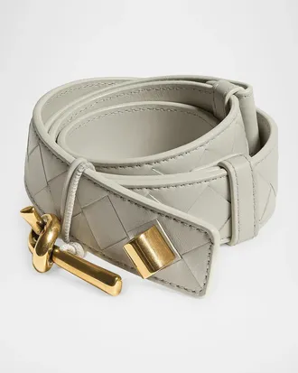 Bottega Veneta Knot-Buckle Intrecciato Leather Belt