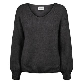 Americandreams Milana LS Alpaca Pullover - Dames - V-hals truien - Zwart - M - Wol - Truien & Vesten