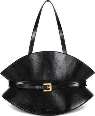 Balmain Shuffle Leather Shoulder Medium Bag