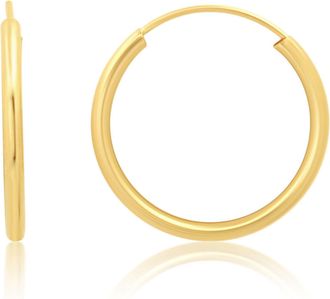 MAX + STONE 14k Yellow Gold 1.5mm Tube Flex Continuous Hoop Earrings 10MM-33MM