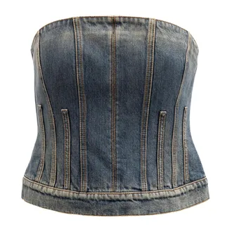 Alexander McQueen Tops, Dames, Blauw, XS, Denim, Denim Jacket