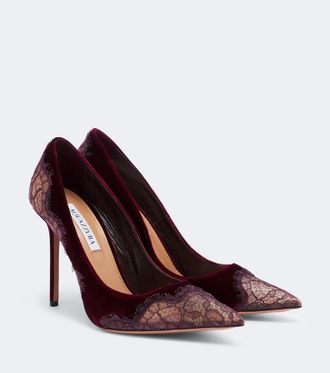 Aquazzura Salones Meadow de terciopelo con encaje